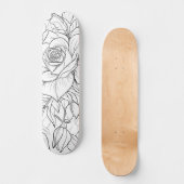 Skateboard Peinture florale noire et blanche sur votre propre (Recto)