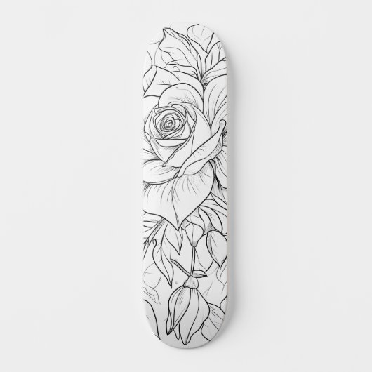 Skateboard Peinture florale noire et blanche sur votre propre (Recto)
