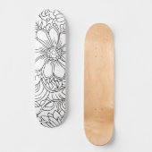 Skateboard Peinture florale noire et blanche sur votre propre (Recto)