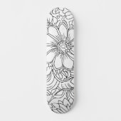 Skateboard Peinture florale noire et blanche sur votre propre (Recto)