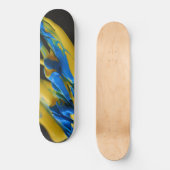 Skateboard Peinture jaune et bleue sur noir (Recto)