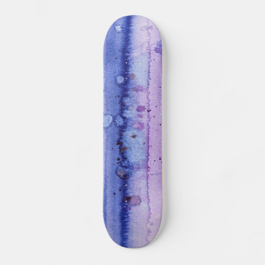 Skateboard Peinture marbrée violette et bleu aquarelle (Recto)