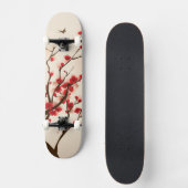 Skateboard Peinture orientale de style, fleur au printemps 2 (Recto)