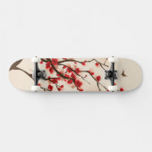 Skateboard Peinture orientale de style, fleur au printemps 2 (Horz)