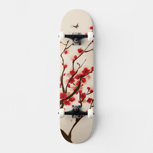 Skateboard Peinture orientale de style, fleur au printemps 2 (Recto)