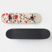 Skateboard Peinture orientale de style, fleur de prune au (Horz)