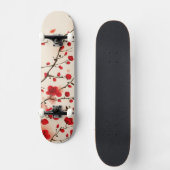 Skateboard Peinture orientale de style, fleur de prune au (Recto)