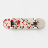 Skateboard Peinture orientale de style, fleur de prune au (Horz)