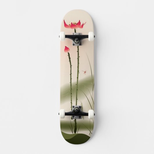 Skateboard Peinture orientale de style, Lotus grand (Recto)