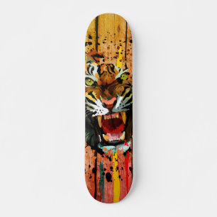 Skateboard Peinture qui dégouline de Tigre Rugissant Art de r