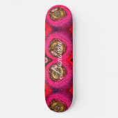 Skateboard Peinture rose et or Abstraite (Recto)