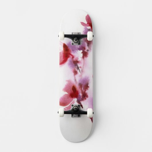 Skateboard Peintures florales abstraites 3 d'aquarelle (Recto)