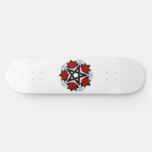 Skateboard Pentagramme aux roses rouges (Horz)
