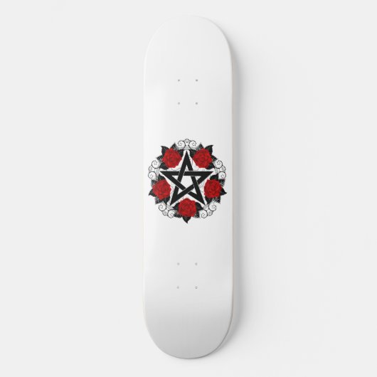 Skateboard Pentagramme aux roses rouges (Recto)