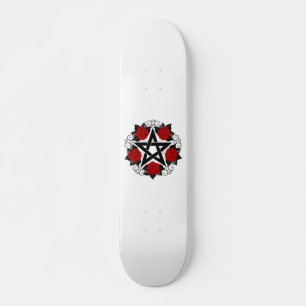 Skateboard Pentagramme aux roses rouges