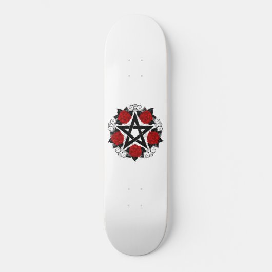 Skateboard Pentagramme aux roses rouges (Recto)
