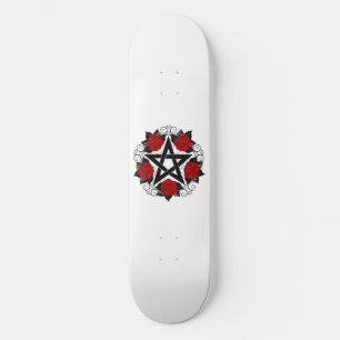 Skateboard Pentagramme avec roses rouges