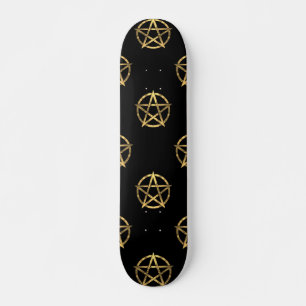 Skateboard Pentagramme noir et or