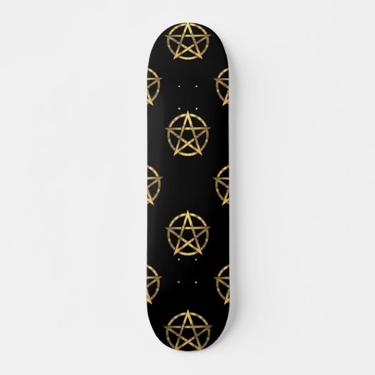 Skateboard Pentagramme noir et or (Devant)
