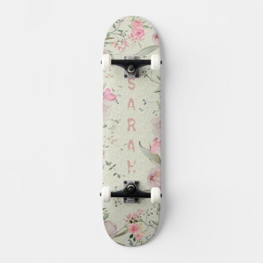 Skateboard Peony & Butterflies Sage Aesthetic (Recto)