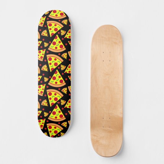 Skateboard Pepperoni Pizza Slices Junk Food Motif Noir (Recto)