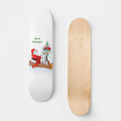 Skateboard Père Noël avec Renard de lapin et écureuil (Recto)