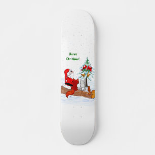 Skateboard Père Noël avec Renard de lapin et écureuil