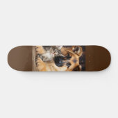 Skateboard Perro y gato juntos como amigos (Horz)