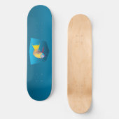Skateboard Perroquet - Fond dégradé bleu | (Recto)