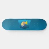 Skateboard Perroquet - Fond dégradé bleu | (Horz)