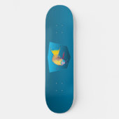 Skateboard Perroquet - Fond dégradé bleu | (Recto)