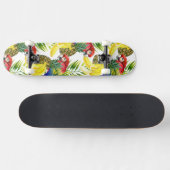 Skateboard Perroquets et fruit tropical (Horz)