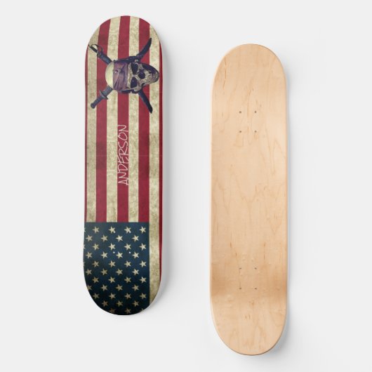 Skateboard Personalized American  Pirate with swords (Recto)