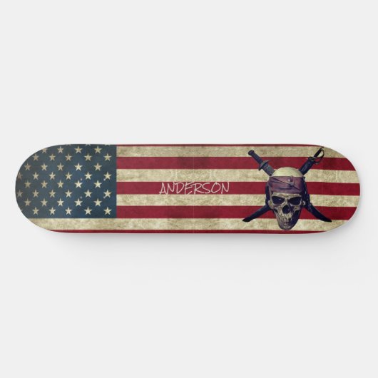 Skateboard Personalized American  Pirate with swords (Horz)