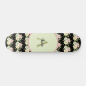 Skateboard Personalized Black Girly Floral Personalized (Horz)