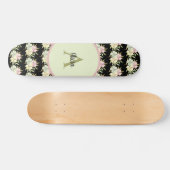 Skateboard Personalized Black Girly Floral Personalized (Horz)