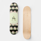 Skateboard Personalized Black Girly Floral Personalized (Recto)