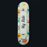 Skateboard Personalized Cute Monster Design for Boys<br><div class="desc">This is an adorable cute monster pattern for sports, a boy's room, a baby nursery, boy's bathroom, living room pillow for roughhousing, small pet bed, gift for boy, baby shower gift, gift wrapping, matching tissue paper, matching shower welcome box, brownies, cake pops, or boy's room set on a light green...</div>