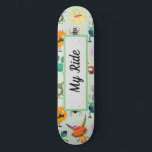 Skateboard Personalized Cute Monster Design for Boys<br><div class="desc">This is an adorable cute monster pattern for sports, a boy's room, a baby nursery, boy's bathroom, living room pillow for roughhousing, small pet bed, gift for boy, baby shower gift, gift wrapping, matching tissue paper, matching shower welcome box, brownies, cake pops, or boy's room set on a light green...</div>