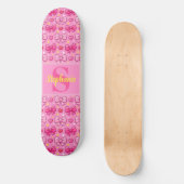 Skateboard Personalized Cute Pink Bows and Hearts Monogram (Recto)