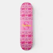 Skateboard Personalized Cute Pink Bows and Hearts Monogram (Recto)