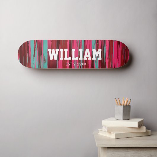 Skateboard Personalized Est Colorful Abstract Red &Pink (Art mural (Horz))