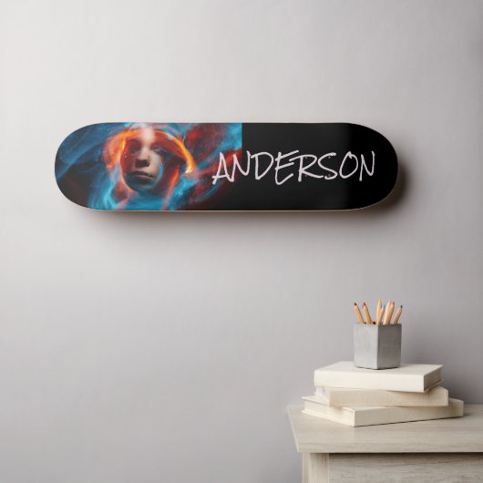 Skateboard Personalized Modern Mystery Space Girl (Muurkunst (Horizontaal))