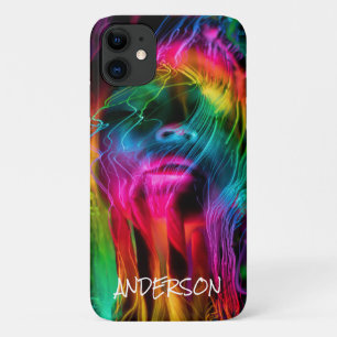 Skateboard Personalized Modern Rainbow lady iPhone 11 Hoesje