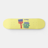 Skateboard Personnages de peinture et de pinceau mignons (Horz)