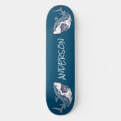 skateboard Personnalisé 2 requins bleus (Recto)