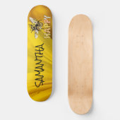 Skateboard Personnalisé Abeille Jaune Jaune Happy (Recto)