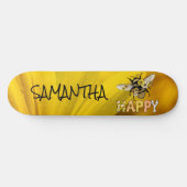 Skateboard Personnalisé Abeille Jaune Jaune Happy (Horz)