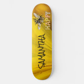 Skateboard Personnalisé Abeille Jaune Jaune Happy (Recto)