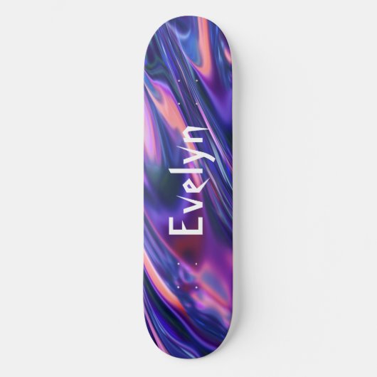 Skateboard Personnalisé Ajouter un nom Purple Abstrait Cyberp (Recto)